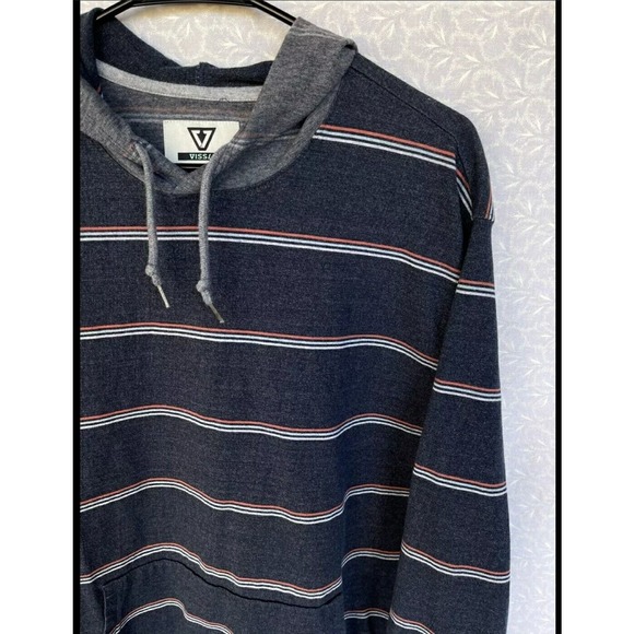 Vissla Decker Washed Hoodie Mens Medium Blue‎ Multi Color Striped Street Fashion - Picture 2 of 14